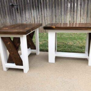Farmhouse Handmade Rustic Wood End Table